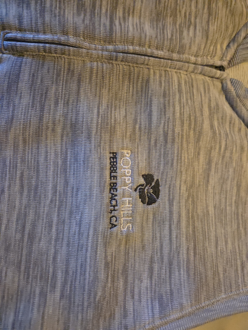 Poppy Hills Embroidered Heather Gray Zip-Up Top